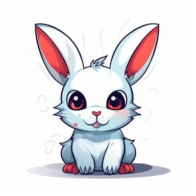 vector icon, digital art icon, a cute rabbit, white background, wise, simple shapes, clipart, anime, chibi, vivid colors, superb, vector, easter style