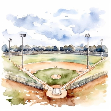 watercolor baseball field clipart