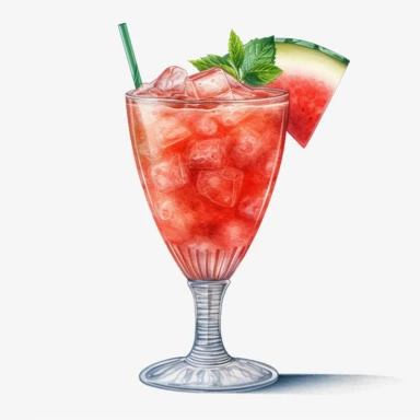 Watercolour realistic watermelon cocktail in cocktail glass with cocktail umbrella and straw beautifully detailed realistic watermelon cocktail , PNG image,transparent background ,ultra highly detailed, 18k, sharp focus, bright photo with vibrant colours, digitally enhanced,photographic, enhanced graphics, png format, straight, sharp focus, bright lighting, intricate detailed png image ,high definition,300dpi,graphic clipart,computer graphics