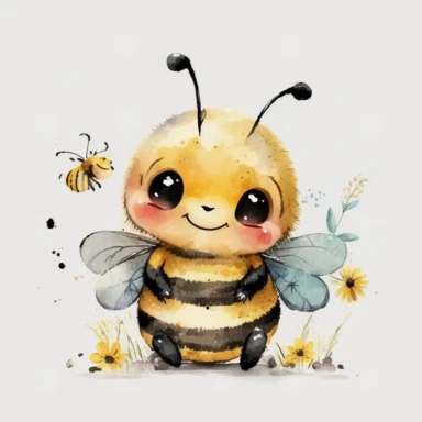 Bee clipart,happy kids bee,smile, Watercolor Cute Bee,hd, on white background ar 3:2 s 1000 v5