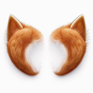 clipart pair of furry redhead cat ears on white isolated background