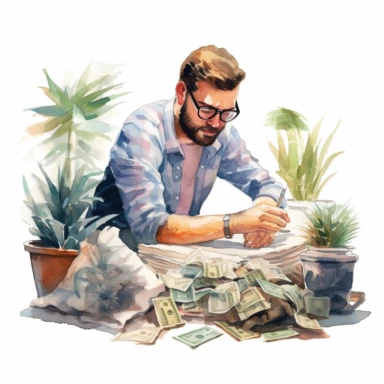 making money from home watercolor clipart