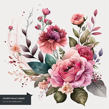pink flowers watercolor illustration, handpainting, Greeting card Birthday Flowers Wish Rose, Hand-painted flowers transparent background PNG clipart, attention to detail,high quality, extremely detailed v 4, style of korean painter sunga park, png on white background, 8k