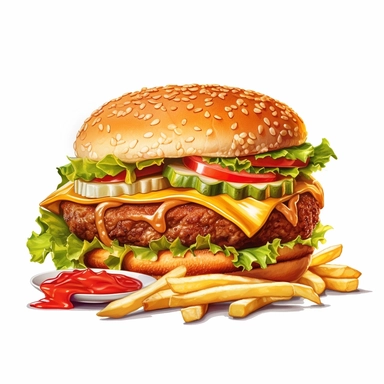 fast food single item clipart,on white background with margins