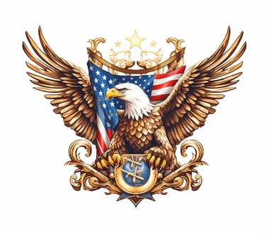 Create a bold and eye-catching clip art that showcases Freedom in patriotic colors, emphasizing the spirit of independence and liberty, white background, in the style of gold -