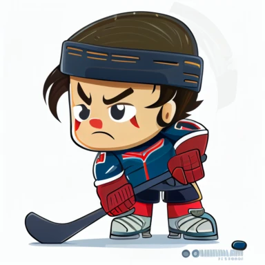 clipart of hockey player, white background, characiture