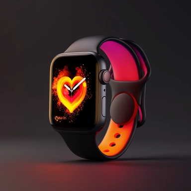 apple watch with heat rate on it, clipart,