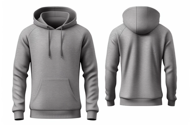 Blank gray mens hoodie sweatshirt long sleeve with clipping path, mens hoody with hood for your design mockup for print, isolated on white background. Template sport winter clothes.
