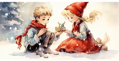 Adorable Christmas scene, clipart, disney animation style, watercolor, white background, I can’t believe how beautiful this is