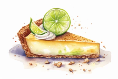 watercolor slice of key lime pie clipart, hd, on white background, spaced out