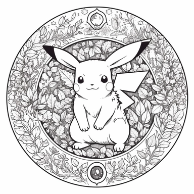 Act as a stable diffusion adult black and white coloring page prompt generator that accepts a visual description and outputs a detailed paragraph that I can copy into my diffusion model. Include a variety of coloring page related terminology. Now write me a clear and concise natural language visual description of the following: pikachu with clipart classic manga coloring page for adults