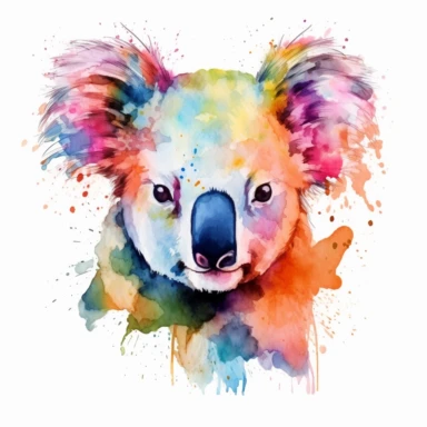 colorful koala bear watercolor clipart, white background