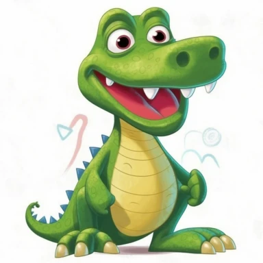 cute alligator clip art, standing, kid friendly home decor, yard sign, chalk like art, flat illustration