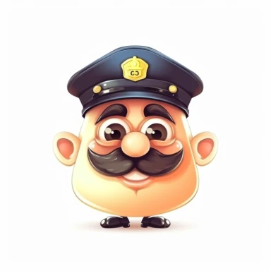 happy cute Inspector face, cartoon, clipart, mascot, isolated on white background