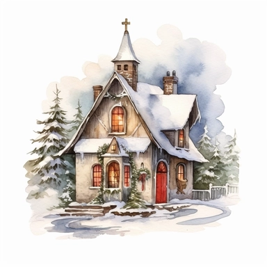 cute Christmas scene, Ornamental watercolor, clipart, I can't believe how beautiful this is