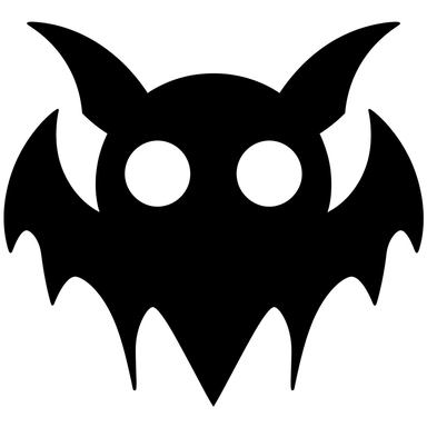 black and white silhouette of a friendly halloween bat icon, clipart style, white background, thick lines, vector, simple design, flat colour, solid colour