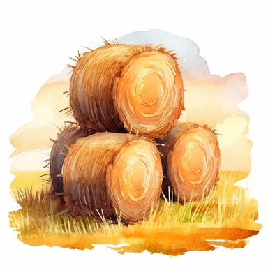 hay bale, watercolor clipart