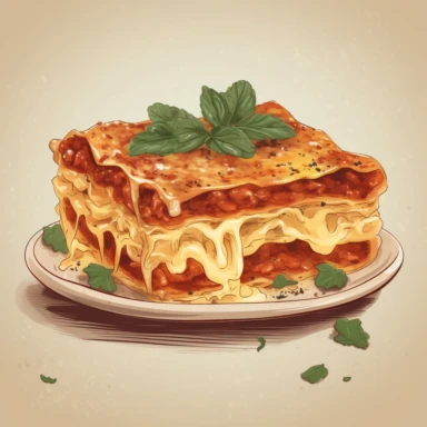 italian lasagna, detailed cottagecore illustration, clipart