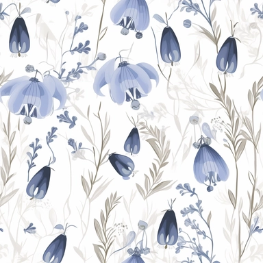 hand drawn vintage neutral boho bluebell floral, clipart, white background,