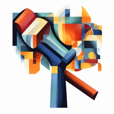 isolated clip art image cubism art style themed hammer