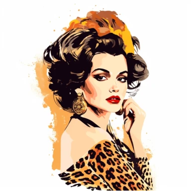 woman with leopard print headband clipart