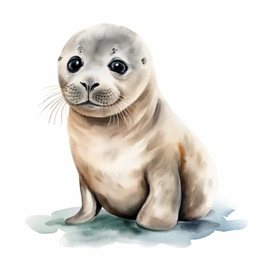 Baby seal watercolor clipart