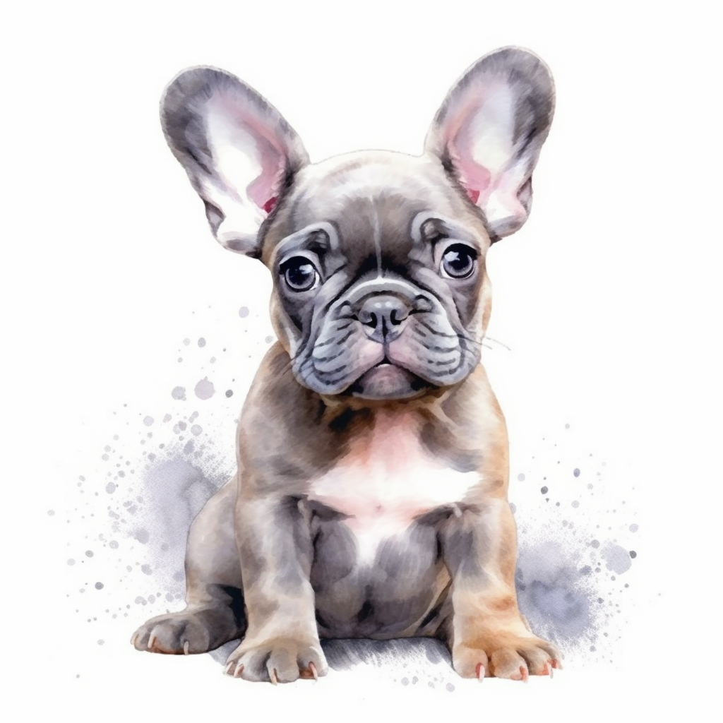 watercolour cute realistic French bulldog puppy beautifully detailed ...