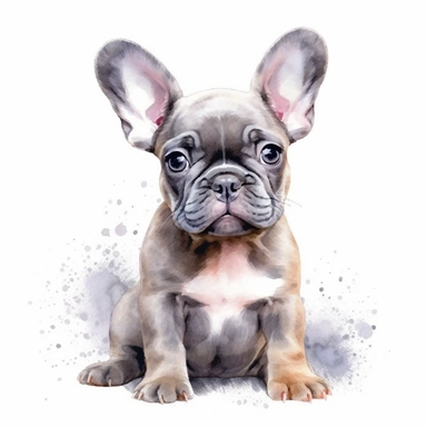 watercolour cute realistic French bulldog puppy beautifully detailed cute face perfect facial features and ears four perfect legs and paws beautiful cute realistic French bulldog puppy, png clipart, 300dpi, graphic clipart,computer graphics,high resolution print graphics