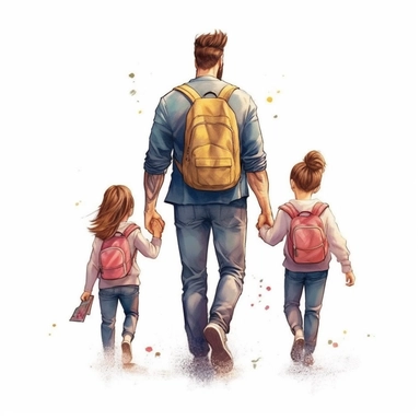 <https://s.mj.run/UAYJRoBCAQg> Cute Beautiful daddy and his kids, little kids, Back view Sublimation Clipart,Cartoon,hyper realistic, intricate detail, illustration style,high solution , on the white background