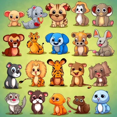 funny animal cartoon clipart bundle