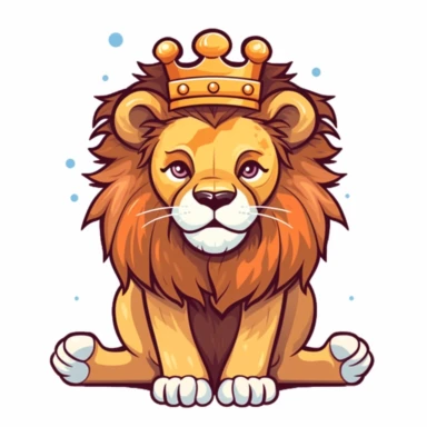 cute lion, roaring with strength and confidence, the king of the savanna, earthy tones, clipart, on a white background