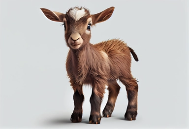 Goat baby character on transparent background. 3d rendering illustration for collage, clipart, composting, pose #02. , .highly detailed, + cinematic shot + photo taken by sony + incredibly detailed, sharpen details + highly realistic + professional photography lighting + lightroom + behance photography unsplash