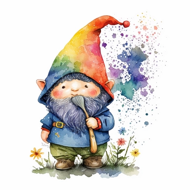 Cute Gnome Autism, clipart, watercolor,White background