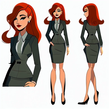 beautiful red head business woman full body clipart