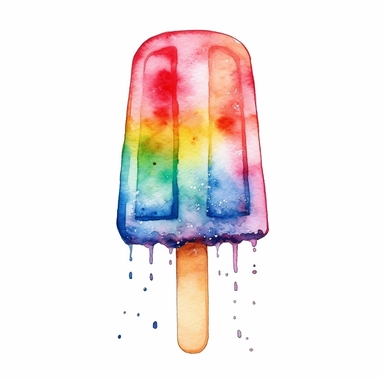 watercolor colorful clipart of a fruity popsicle, hd, on white background