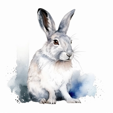water color Arctic Hare Clipart, isolated on white background