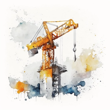 construction crane clip art, watercolor, white background, no caption