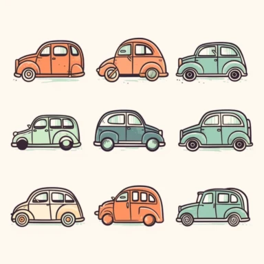 * car clipart, hand drawn car, doodles, cute car, clean and simple line art, no shadows, no background