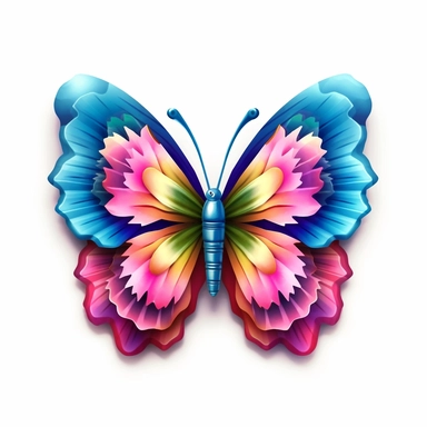 3D butterfly flower clipart features a vibrant and colorful flower with intricate petals. The flower is designed to give a three-dimensional effect, creating a lifelike appearance. The petals may be a combination of different colors, such as shades of pink, purple, or yellow, adding to the overall visual appeal.