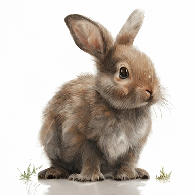 Woodland bunny Clipart Watercolor, cute, lovely, happy, funny, friendly full body furry brown grey baby rabbit, large emotive eyes, intense gaze, looking straight, atercolour, looking surprised and cute, white background, no plants, no grass, nursery clipart