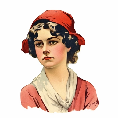 vintage 1920 woman looking disgusted Clipart Illustration, Chromolithograph, 1920s Illustration, Vintage, Chromolithograph, Colorful, Antique, Ephemera, Clipart, 8k, Isolated on white
