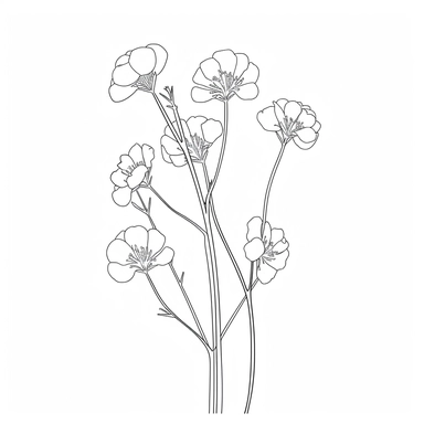 Cuckoo Flower, minimalistic, ultra simple, monochrome, vector clipart, line art, line, white background