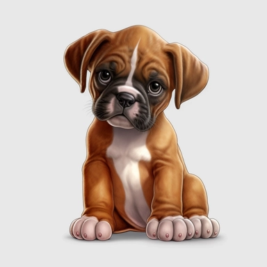 Boxer puppy, Clipart, Digital art, kawaii, disney style, hyperdetailed, 1080p, Ultra-HD no background