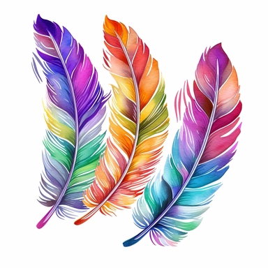 indian feathers, rainbow colors, clip art