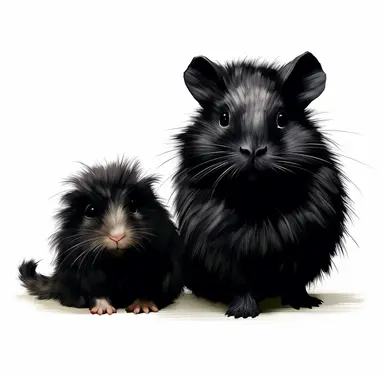 clip art 2 small pets, white background, all black image