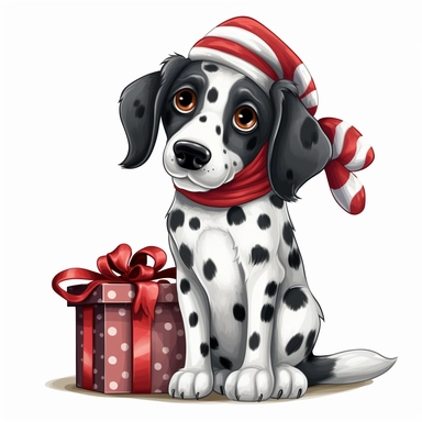 cartoon clipart dog christmas