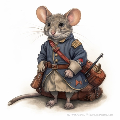 mouse as a civil war veteran, by martha morrison 0 12, in the style of fantasy characters, neo-victorian, beatrix potter, magali villeneuve, playful character design, colorful costumes, Dusty Brown and Sand Beige and Rust Orange and Sage Green and Denim Blue and Crimson Red and Gold and Black and Charcoal Gray and Silver , clipart, white background