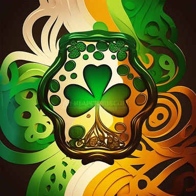clipart, irish flag beer shamrocks, abstract design, vivid colors, celtic pattern, dripping art