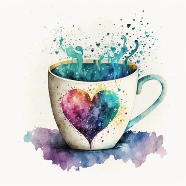 cup watercolour with love clipart