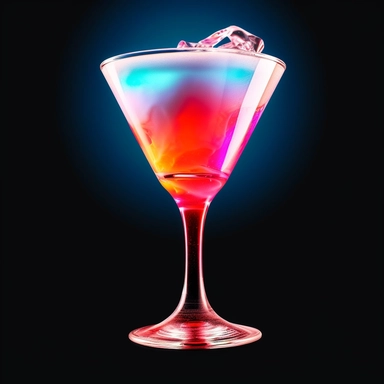 Classic french martini, no ice in the glass, white foam layer on top of the liquid, bold colors, retro neon style, photorealistic, high-resolution photography, transparent background PNG clipart – ar 16:9